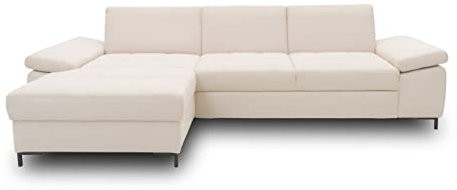 DOMO. collection Ecksofa Curacao, Schlafsofa mit Federkern und Armlehnfunktion in L-Form, Couch mit Schlaffunktion, Sofa, Polsterecke 297 x 160 x 84 cm (BxTxH), creme (weiß)