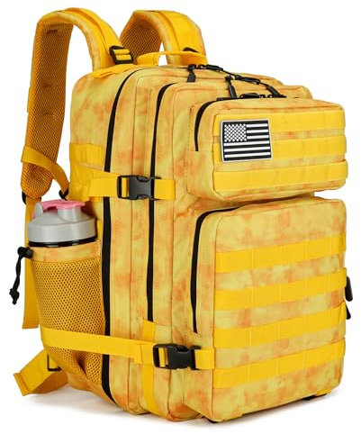 Lovelinks21 Taktisches Sturmgepäck, 45 l, 3-Tages-Militärgepäck mit Molle, wasserdichter Rucksack für taktische Rucksäcke, gelb, Large, Taktisch