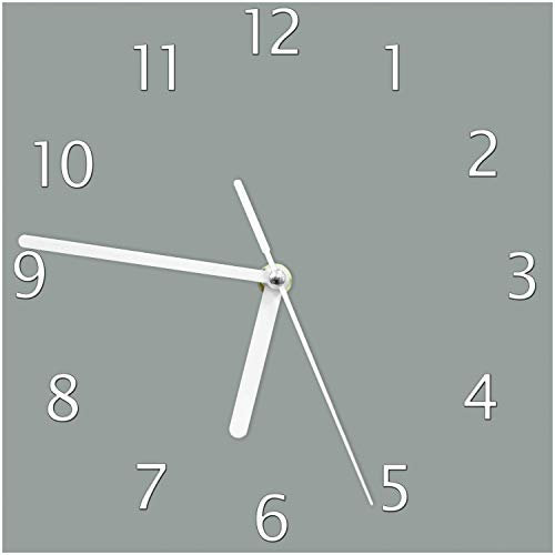 Wallario Design-Wanduhr Grau aus Glas, Motiv-Uhr Größe 20 x 20 cm, weiße Zeiger