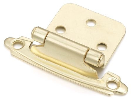 Vallecloud 10 Pack (5 Pair) Gold (Brass) Self Closing Cabinet Hinges for Flush Mount Kitchen Cabinet Door, 1/2 Overlay (Variable) Face Frame Semi Concealed Kitchen Cabinet Hinges