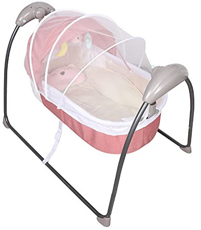 Elektrische Babywiege Babybett Schaukel, Baby Wiege, Automatische Babywippen und -schaukeln, Smart bluetooth, 30-Grad-Schaukel, 3 Stufen von Timing, bis zu 18kg, 92.00x60.00x72.00cm (Rosa)