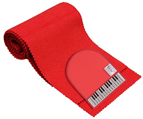 OFFSCH 1 Set 2-teiliges 88-Tasten-Piano Keyboard Cover Reinigungshandschuh Kit Piano Tuch Digitales Klavier Tastatur Abdeckung Cover Für Digitalpianos Elektronisch E-piano-cover Faserstoff (Rot)