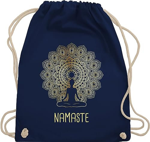 Turnbeutel Rucksack - Taschen - Namaste Yoga Chakra Mandala - Unisize - Navy Blau - yoga-tasche joga fans beutel tasche meditation rucksackbeuteltasche baumwolle geschenke sportbeutel für alles