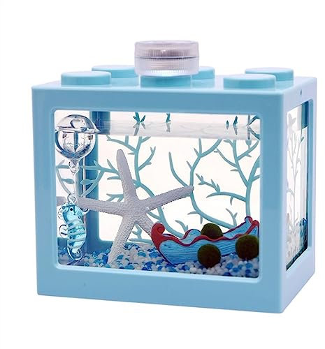 AOKLEY Aquarium Becken for Aquarien mit Algenball, Mikro-Landschafts-Aquarium, Acryl, ökologisches Aquarium, kleine Wasserpflanze, kleines Aquarium Desktop-Aquarium