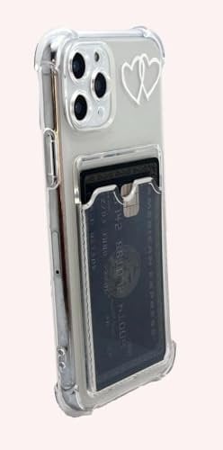 OLIVIA'S PHONES Cases For iPhone 14 (6.1) Clear Entwined White Love Hearts Card Holder Tough Corner Bumper Camera Lens Cover Protective Smartphone Case Covers