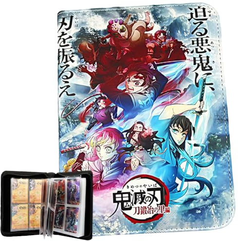 Demon Slayer Karten Sammelalbum Kartenhalter Album Wasserdicht PU Leder Card Collection Sammelheft Hochwertiges Ordner Heft Buch Sammelkartenordner für Kinder und Mädchen(B)