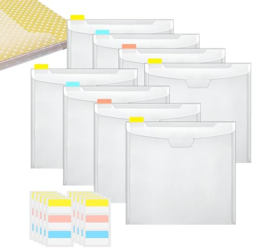 Scrapbook-Papier-Organizer – 30,5 x 30,5 cm, transparenter Karton-Organizer mit Haftindex-Tabs, für Kunst und Handwerk, Scrapbook-Papier-Organisation