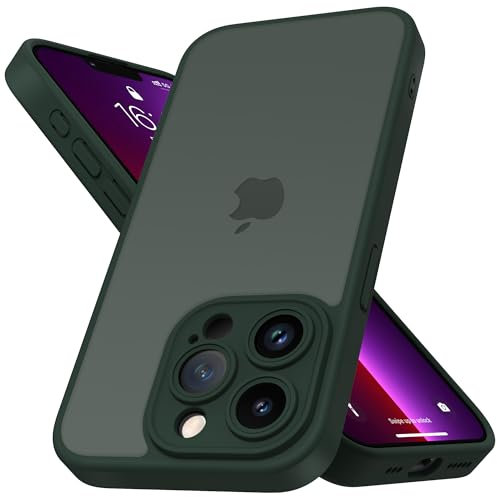 Mootobo für iPhone 13 Pro Hülle mit Kameraobjektiv, 10FT Military Grade Drop Protection Handyhülle mit Anti-Fingerprint Matte Back 6.1 Zoll - deepgreen