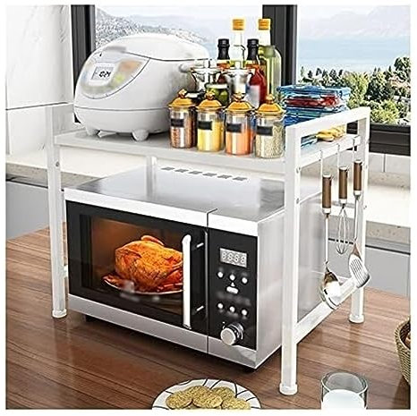 Genérico Soporte para microondas Extensible, Estante Ajustable para tostadora y microondas de 2 Niveles, Soporte para microondas, encimera de Cocina, Orga