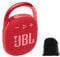 JBL Clip 4 Portable Bluetooth Speaker - Red, IP67 Waterproof, Dustproof, 10 Hours Playtime, Integrated Carabiner, Ultra-Portable Design, Bold Style, Rich Pro Sound, Includes Pouch, JBLCLIP4Red-Pouch