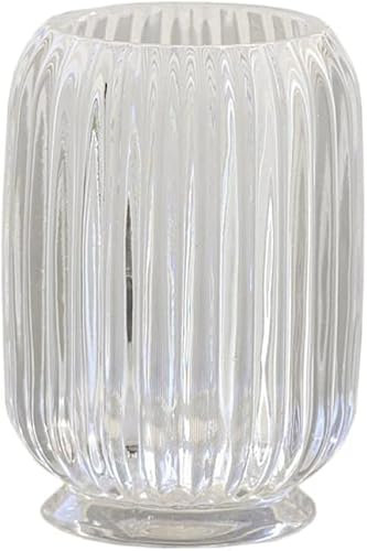 Supercap Glass Clear Toothbrush Cup Holder | Clear Tumbler Makeup Brush & Toothbrush Holder for Bedside Table, Bathroom, Vanity (white)
