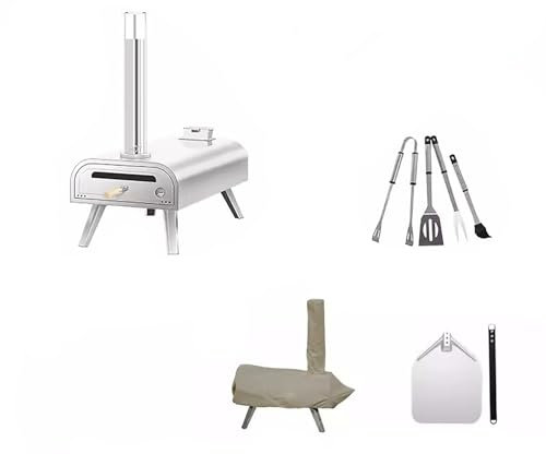 Wood Fired Pizza Oven Outdoor, Portable Pellet outdoor ovens with Pizza Peel, Woodfire Pizza Maker for Outside Kitchen Cooking Stainless Steel