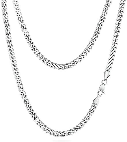KRKC Herren Halskette, Silber Edelstahl Cuban Link Chain Panzerkette 6mm, Nickel-frei Dünne Kette Gliederkette für Männer Länge 66,9cm