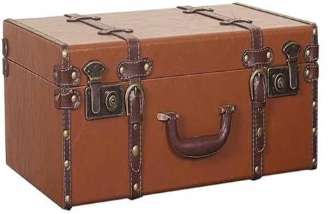 yinjieEUR Vintage Koffer aus Holz, Reisekoffer-Aufbewahrungsbox, Koffer-Kleider-Organizer for Schaufenster, Fotografie-Requisiten(Orange,48x28x15cm)