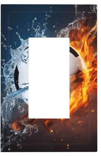 1 Gang Single GFCI Outlet Covers Decorator/Rocker Light Switch Wall Plate Fire Water Soccer Lover Electrical Device Face Plug Plate Cover for Dimmer Receptacle USB Outlet