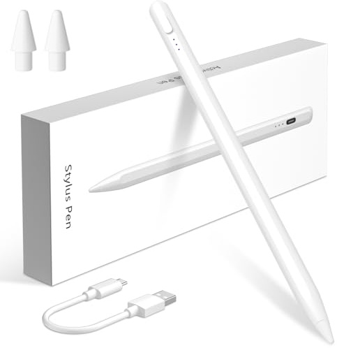 iMangoo Stylet pour iPad 9 10, USB de type C, charge rapide, stylet actif compatible avec Apple iPad Pro 11 12,9 M4, iPad Air 3 4 5 M2, iPad 6-10, iPad Mini 5 6 Gen Blanc