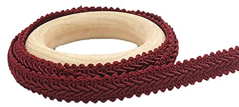 Anevous 25 Meter Geflochten Zierband, Polyester Trim Spitzenband Sewing Lace Spitzenborte Dekorativer Borte Dekoband zum Nähen für Heimwerkerhandwerk, Kostüm, Nähen, Vorhang,Weinrot