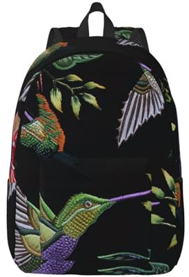 KCGSDEGV Flower Hummingbirds Embroidery Printed Travel Laptop Backpack | S | Canvas Laptop Daypack Lightweight School Backpack Business Rucksack Bags For Men Women