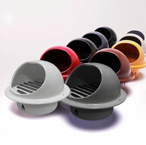 Round Wall Vent Cap, Black White Gray Soffit Vent Grille Air Ventilation Outlet Hood 5 8 10 12 Inch, Air Extractor Cover Rainproof Outlet Cap For Flats Apartment Garage/K-Gray/100Mm