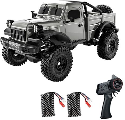 Hylukon coche de control remoto, 1:18 2.4 GHz coche RC todoterreno 4WD Rock Crawler eléctrico con luces LED RC Crawler