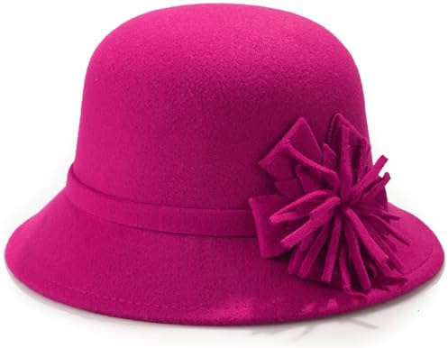 MESU Damen Filz Cape Hut Floral Fedora Cape Hut 1920er Jahre Bowling Retro