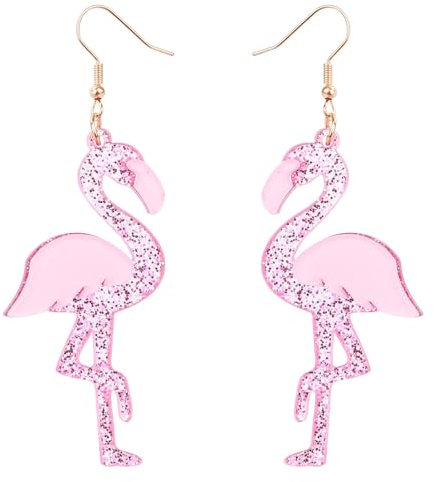 Flamingo Ohrringe für Damen, Acryl Glitzer Pink Flamingo Ohrhänger Modisch Vogelschmuck Geschenke für den Alltag Sommer Strand Tropenparty (Stil 3)