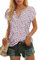 WNEEDU Tee Shirt Femme Col V Chemisier Femme Chic et Élégant Décontracté Haut Été Manche Courte Pétale Top Fleur Rose M