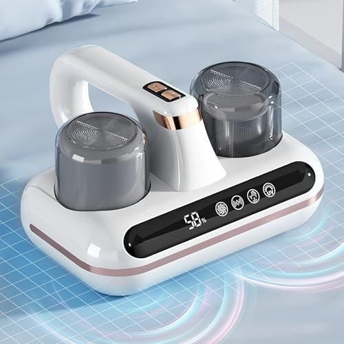 SOONHUA Cordless Mattress Vacuum Cleaner, 16Kpa Suction Handheld Bed Vacuum Cleaner with Dual Dust Bins, LED Screen for Bed Mattress Sofa