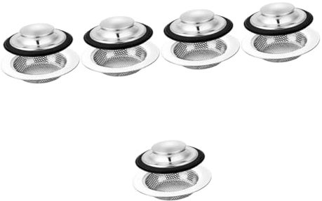 HOMSFOU 5 Juegos Filtro de Fregadero Tapones colador de Drenaje del Fregadero de la Cocina drenar Kitchen Sink fregaderos cocinas tapón del Fregadero colador de Fregadero de Metal Silver