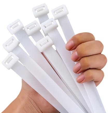 Fascette Plastica Lunghe 50 cm, Fascette Plastica Bianco Grandi 500mm x 12mm, 40 pezzi Fascette Elettricista Larghe per Cavi Resistenti ai Raggi UV Esterni
