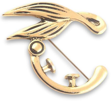 Broche décorative plume avec engrenages - Métal doré 5,5 x 4,5 cm (2,16 x 1,77), accessoire cosplay, veste ou collection