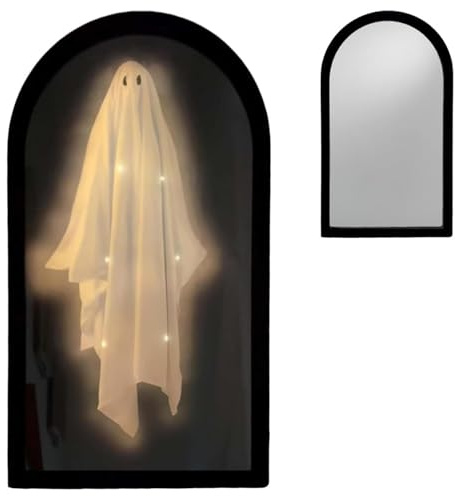 Generisch Halloween Hologramm-Spiegel, Gruselige GeisterIllusion für Halloween, Spiegel mit Gruseligem Bild, Spukhaus Innenraum-Deko für Partys & Events (35x20x2,5 cm)