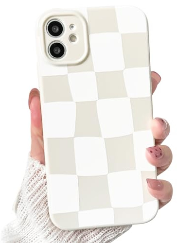NITITOP für iPhone 11 Hülle Süße Karierte Schachbrett Muster, Weiß | Ästhetisches Checkered Design, für Frauen Mädchen, mit Vollem Kameraschutz, Dünne TPU, Stoßfest Handyhülle