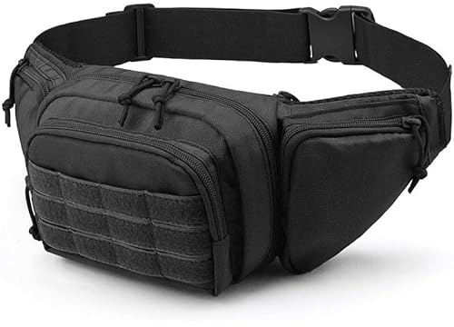 Bauchtasche Groß Schwarz Herren Wasserdicht,Verstellbarer Hüftgurt bis 140 cm,Gürteltasche mit Mehreren Taschen für Reisen, Wandern, Camping, Radfahren (Bauchtasche Herren)