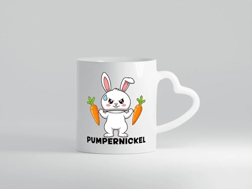 Pumpernickel | Krafttraining | Kaninchen | Fitness v2 - Herzhenkel Tasse - Kaffeetasse/Geschenk/Familie