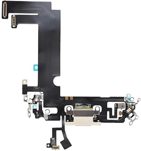 Johncase OEM USB Charging Port Dock Connector Flex Cable + Microphone Mic Replacement Part Compatible for iPhone 12 Mini All Carriers (White)