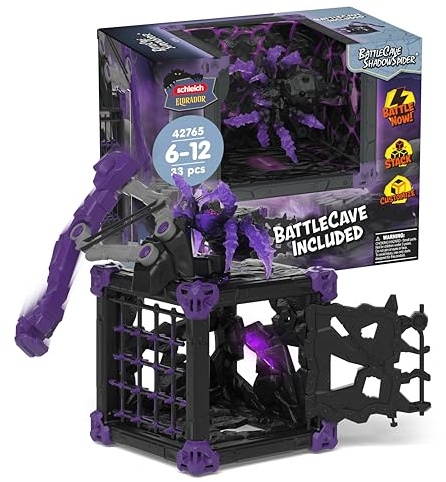 Schleich ELDRADOR Ceatures | BattleCave Schattenspinne 42765 | 33 Teile | Set aus ELDRADOR Battle Cave mit Monster, Faustwaffe und Kristall | Battle Caves zur Arena stapelbar | Spielzeug ab 6 Jahren