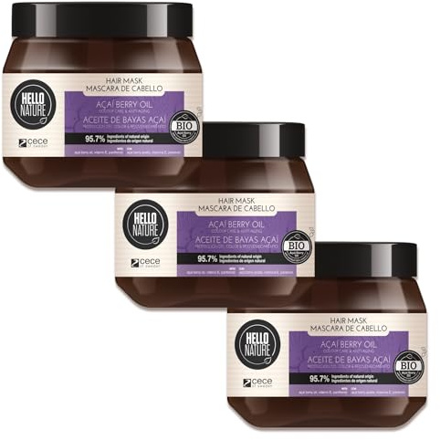 P-Beauty Naturkosmetik Haarmaske mit Acai Öl 250ml - Intensive Haarkur für Repair & Regeneration - Bio & Vegan - Farbschutz & Anti Aging Pflege - für trockenes, coloriertes Haar & Glanz (3x 250ml)