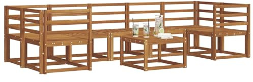 vidaXL Outdoor-Sofagarnitur 8 pcs Natur Massivholz Akazie, Sofa-Set aus Akazienholz für draußen, modernes modulares Design, Loungemöbel für die Terrasse, Flexibles Garten-Sofa, Garten-Lounger