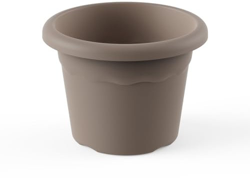 Plastiken Terra - Maceta Redonda, diámetro de 26 cm, Color taupé