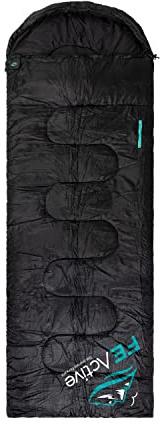 FE Active Camping Sleeping Bag - 3-4 Seasons Extra Long or Lightweight Hooded, Warm Outdoor Compact & Lightweight Sleeping Bag for Camping, Backpacking, Hiking, Travel | Designed in California, USA