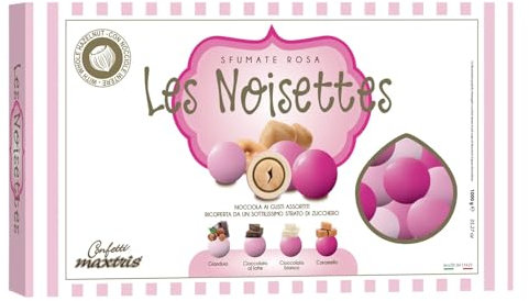 Confetti Maxtris con NOCCIOLA tostata | Les Noisettes Rosa (4 Gusti), Assortito, 1000 Grammi
