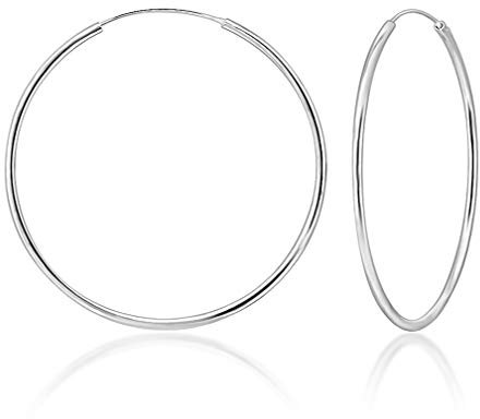 DTPsilver® 925 Sterling Silber Creolen Ohrringe - Klein/Mittelgroße/Groß - Dicke 2 mm - Durchmesser: 50 mm
