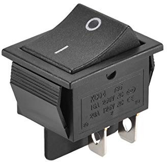 sourcing map Bateau Interrupteur Bascule Noir 4 Broche ON/OFF AC 250V/16A 125V/20A 1Pcs