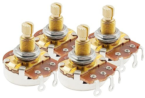 Musiclily Pro A500K Brass Shaft Metric Split Shaft Pots Audio Taper Potentiometers for Electric Guitar Bass (Set of 4)