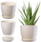 KADAX Flowerpot, fioriera rotonda con sottovaso, Ø 23 cm, elegante vaso in plastica per interni, fiori e piante, (Crema)