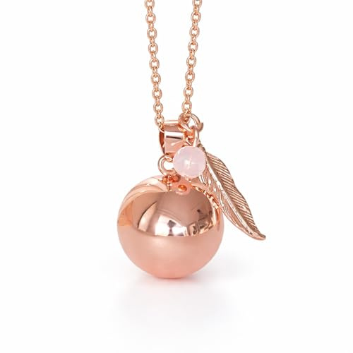 Bola de Grossesse Chaîne Acier Inoxydable Plume Or Rose Quartz Rose