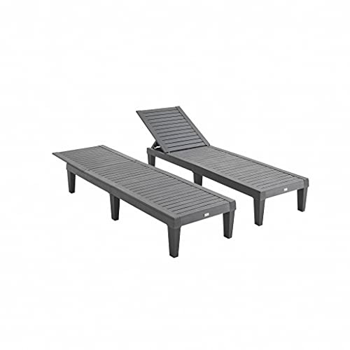 Alice's Garden - Lot de 2 Bains de Soleil. PIA. transats Multi Positions. en Plastique. Noir