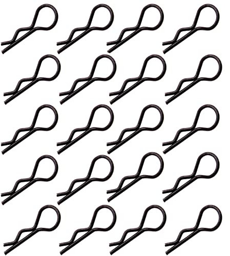 marfitec 20 Stück Karosserieklammern 1:10 R Splinte 23 mm - schwarz