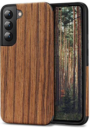 TENDLIN Kompatibel mit Samsung Galaxy S22 Plus Hülle Holz und TPU Silikon Hybrid Handyhülle (Rotes Sandelholz)